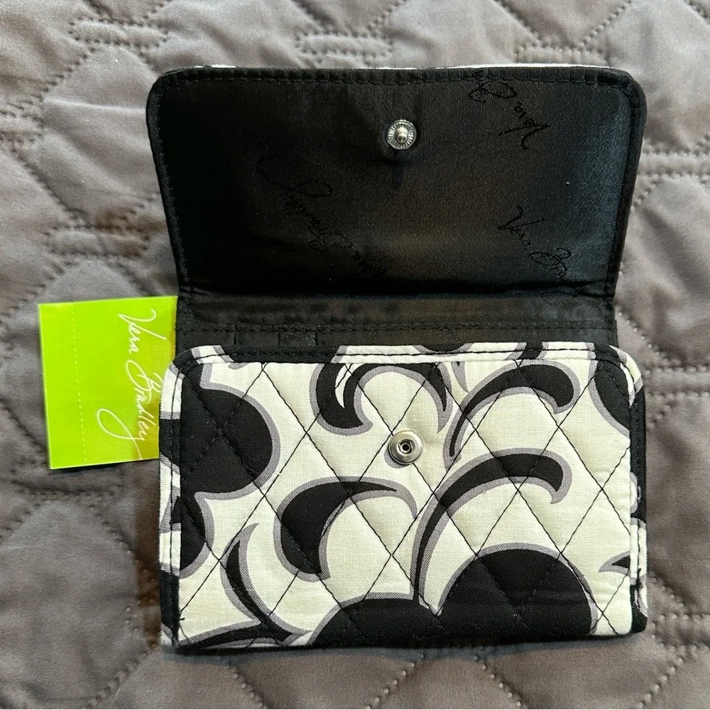 VERA BRADLEY Euro Wallet Night & Day Black White Gray